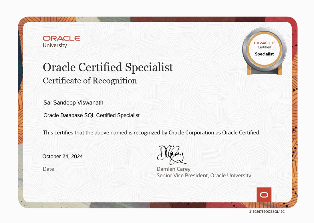 Oracle Database SQL Certified Specialist