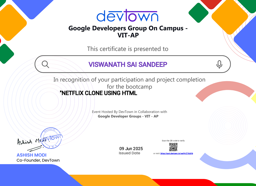 DevTown — Netflix Clone Using HTML